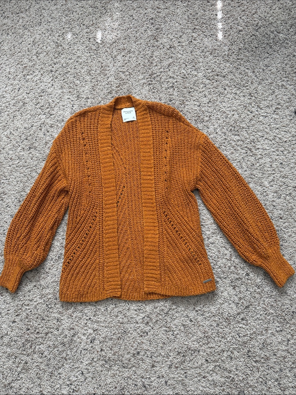 Abercrombie & Fitch Open-Front Chunky Cardigan - Burnt Orange
